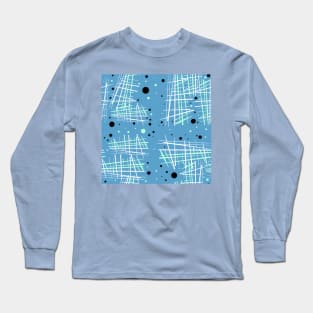 Scratchy Plaid: Blue Long Sleeve T-Shirt